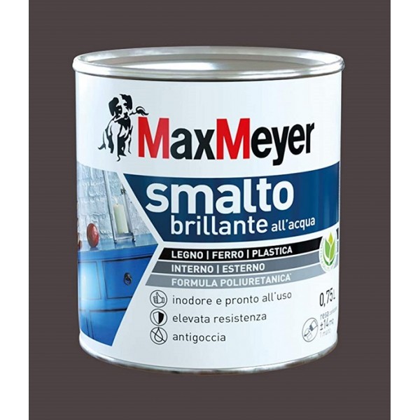 Smalto brillante a acqua colore marrone 0,75lt