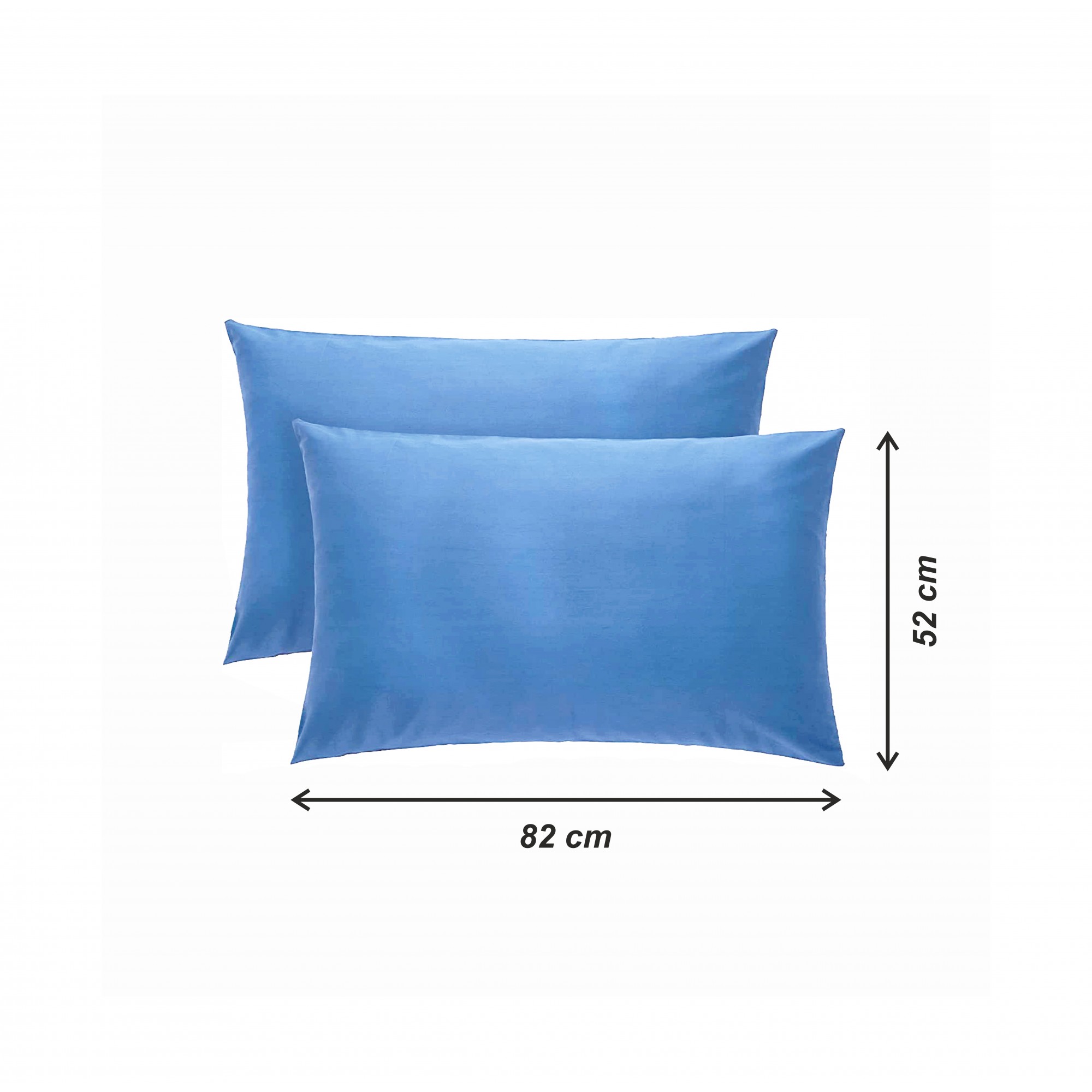 KLULK Coppia Federe Blu Cobalto 100% Cotone, 52 X 82 Cm, Set Di 2 Cuscino  Letto, Chiusura A Busta, Tinta Unita, Made In Italy