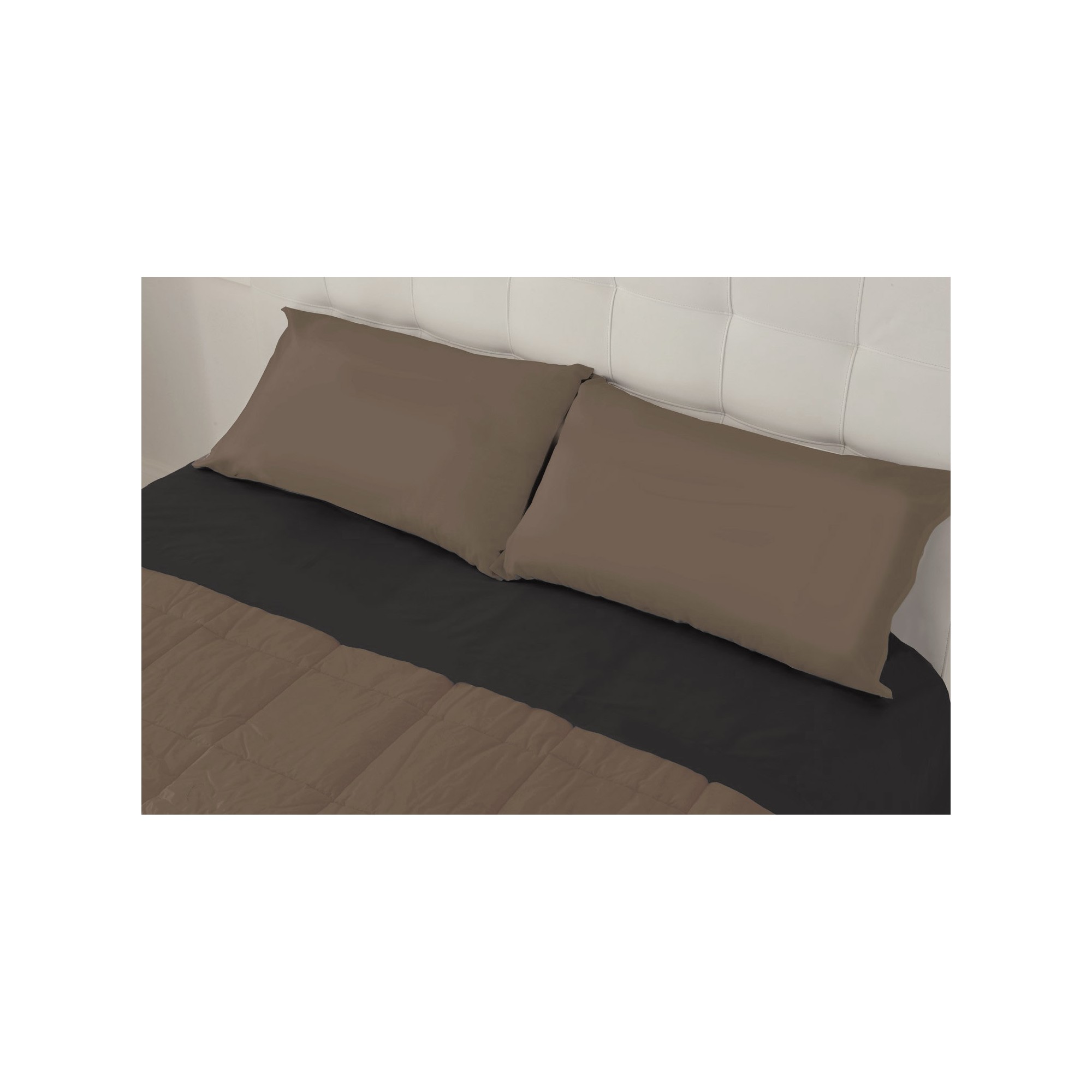 KLULK Coppia Federe Tortora 100% Cotone, 52 X 82 Cm, Set Di 2 Cuscino  Letto, Chiusura A Busta, Tinta Unita, Made In Italy