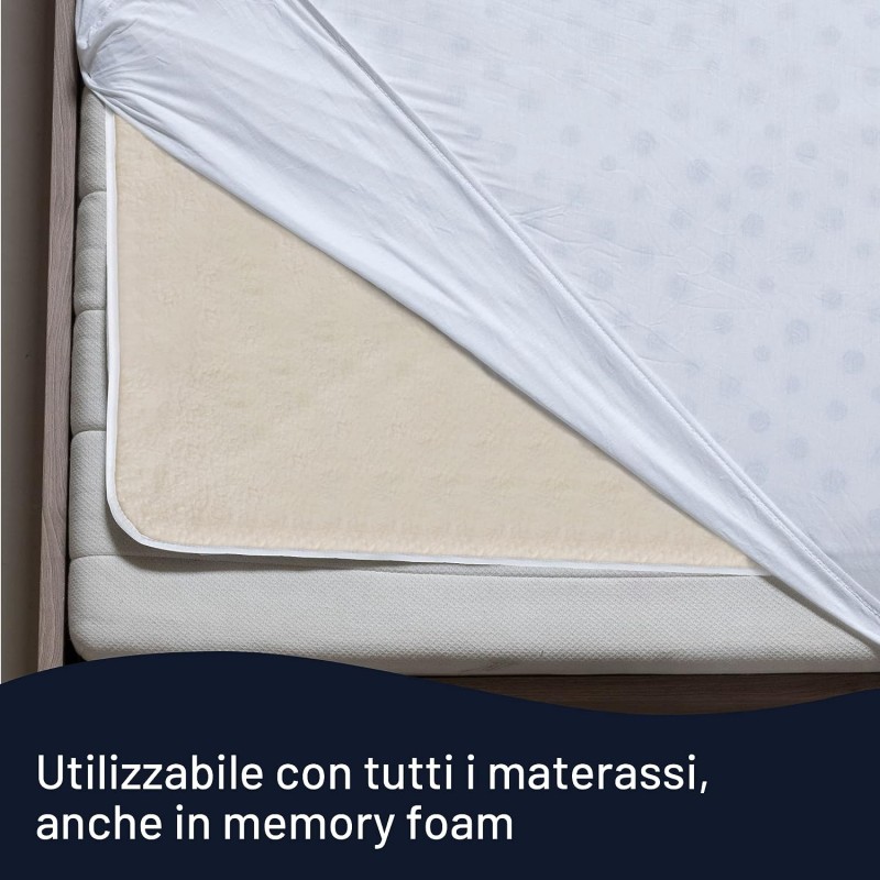 Scaldasonno Adapto singolo 150 x 80 cm, 100% lana e merino, basso consumo  made in italy