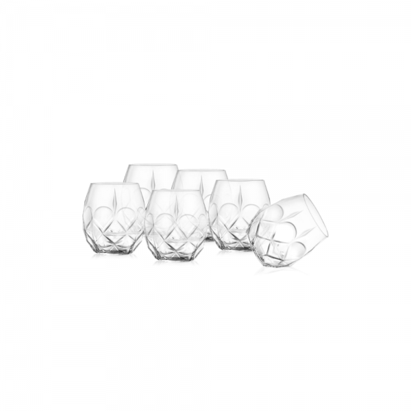 Set 4 Coppe Champagne Serie Timeless in Vetro Trasparente Con Decoro  Geometrico 27 cl