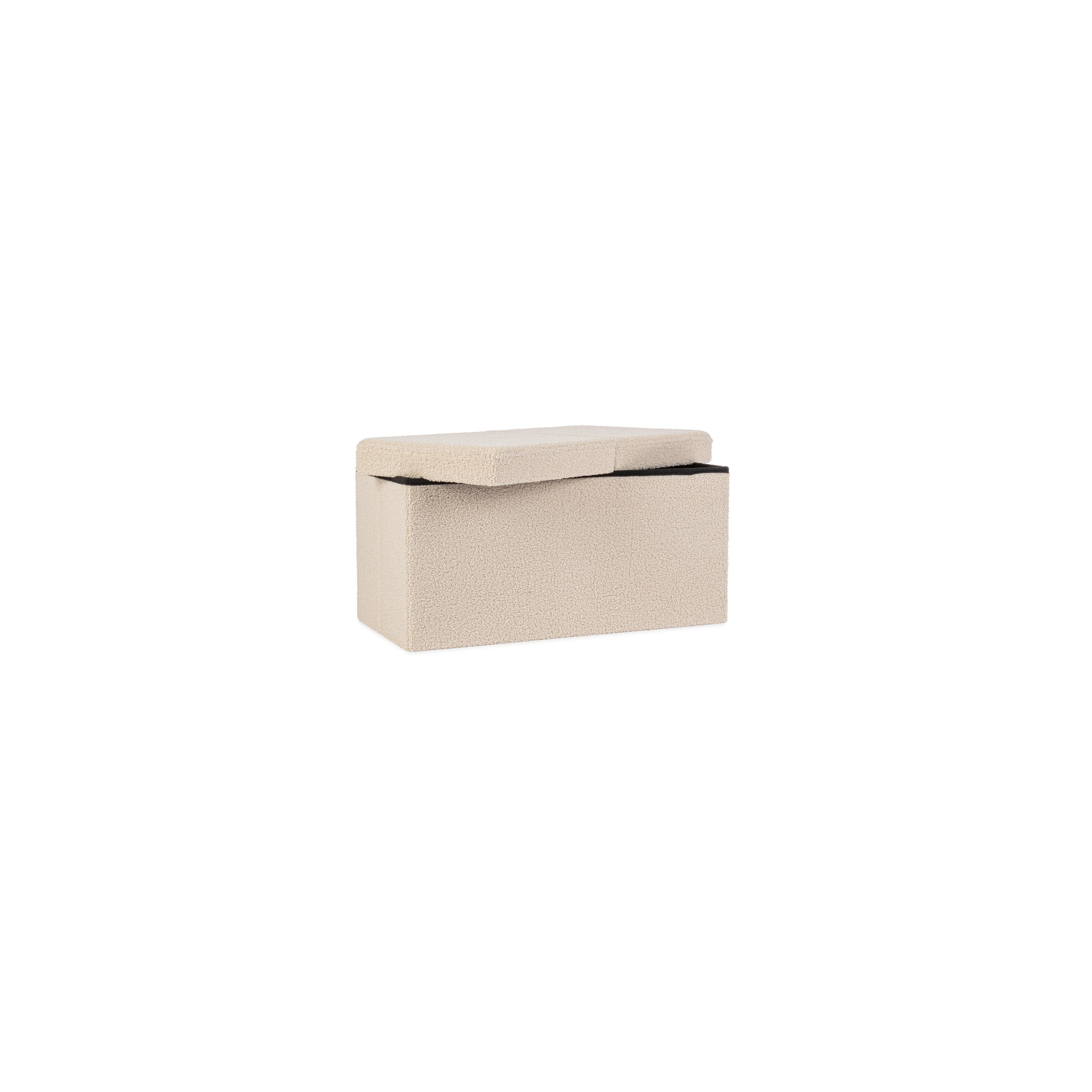 Pouf Contenitore Rettangolare Linea Joris Con Struttura In Mdf e  Rivestimento Con Effetto Bouclè Beige