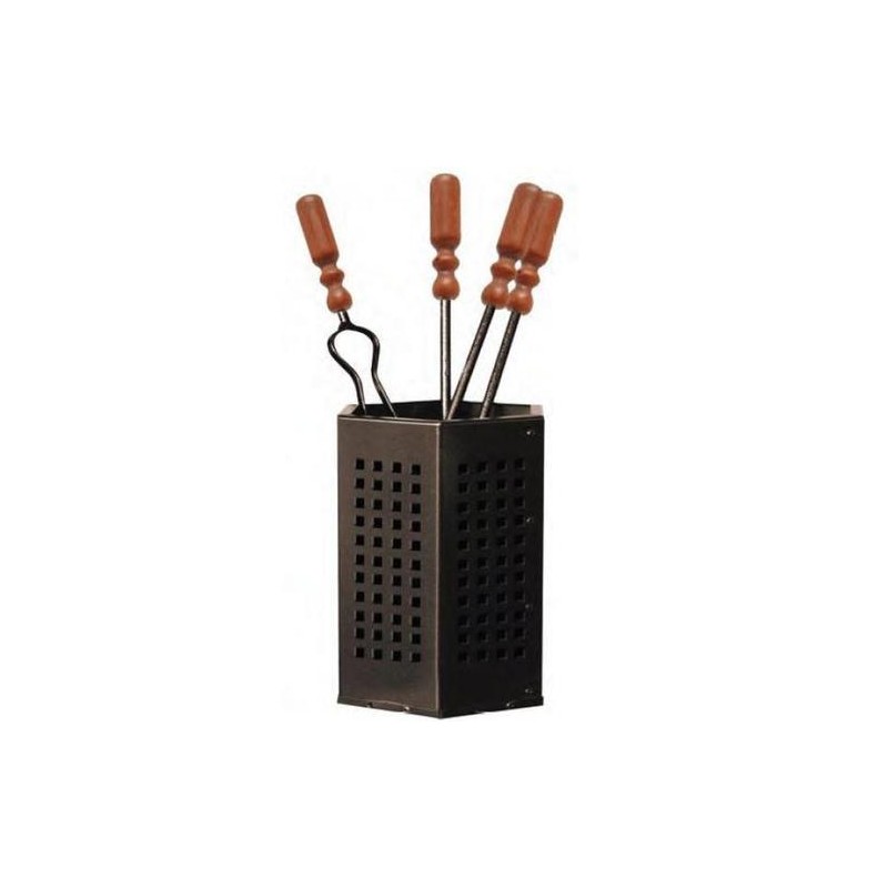 Set accessori attrezzi per camino pulizia stufa in acciaio con impugnatura  in legno box