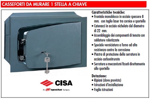 Cassaforte a Muro Incasso Meccanica CISA 8A010-31 Prezzo in Offerta su  Prezzoforte